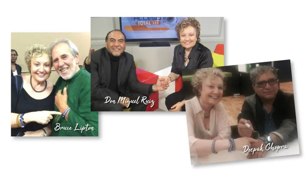 Mabel Katz con Bruce Lipton, Don Miguel Ruiz y Deepak Chopra
